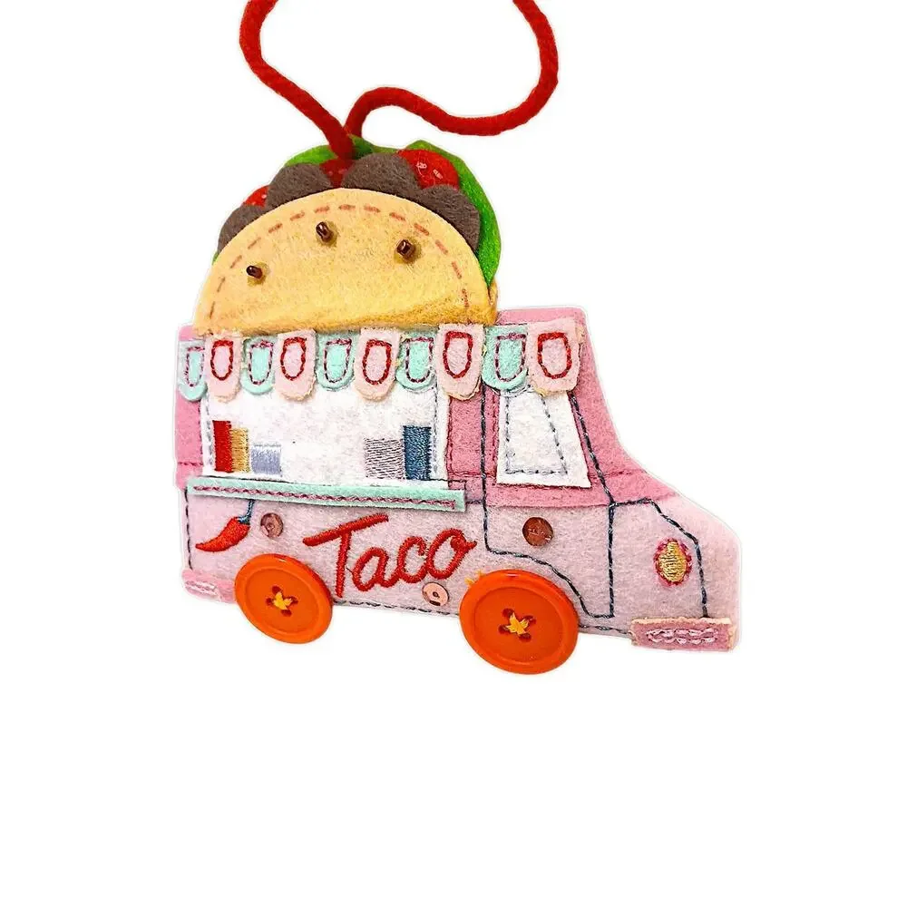 2 Ornaments TARGET 2022 WONDERSHOP Felt Hot Dog & Taco‎ Truck Christmas